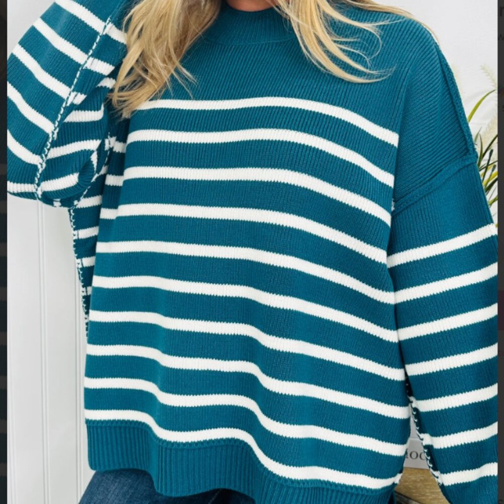 112 Zenana - Falling For Stripes Sweater **New in original packaging
